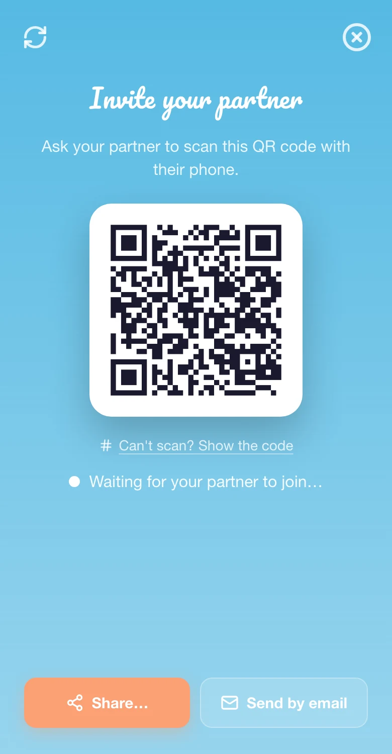 Partner-Einladungs-QR-Code in den Einstellungen von Unser Babyname